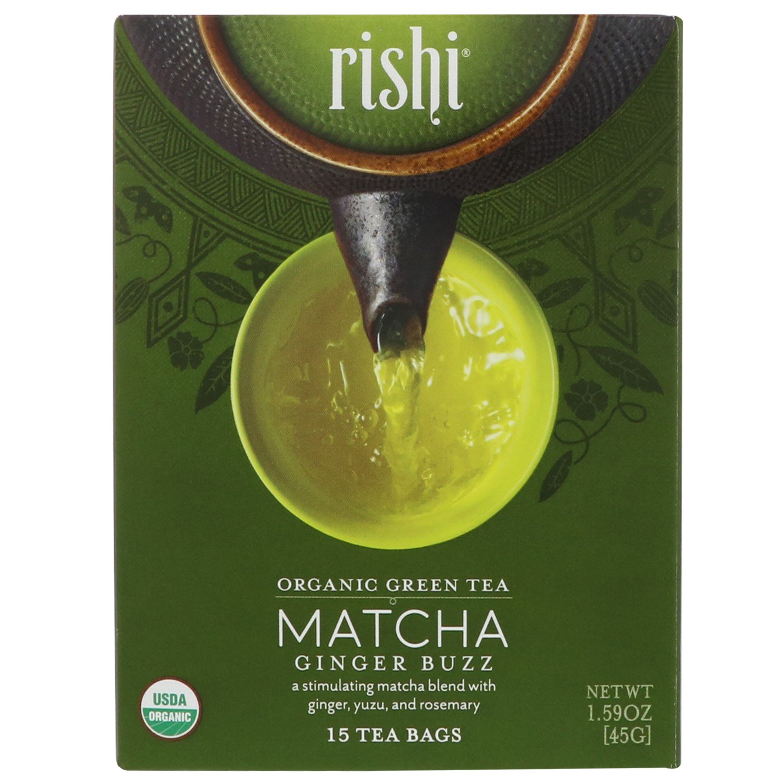 Rishi Tea Organic Green Tea Matcha Ginger Buzz 15 Tea Bags 1 59 Oz 