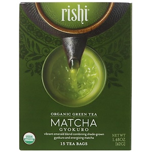 Rishi Tea, Органический зеленый чай, маття гёкуро, 15 чайных пакетиков, 1,48 унц. (42 г)
