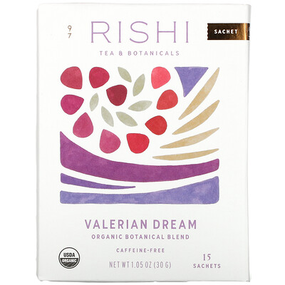 Rishi Tea Organic Botanical Blend, Valerian Dream, Caffeine-Free, 15 Sachets, 1.05 oz (30 g)