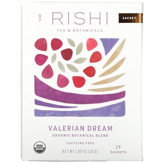 Rishi Tea, Organic Botanical Blend, Valerian Dream, Caffeine-Free, 15 Sachets, 1.05 oz (30 g) 