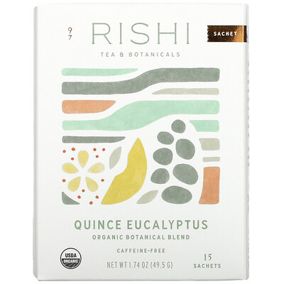 Купить Rishi Tea Органическая растительная смесь, айва и эвкалипт, без кофеина, 15 пакетиков, 49, 5 г (1, 74 унции)