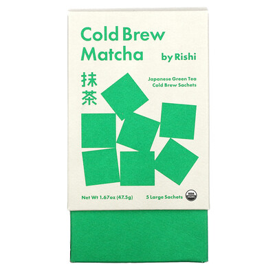 Купить Rishi Tea Cold Brew Matcha, Japanese Green Tea, 5 Large Sachets, 1.67 oz (47.5 g)