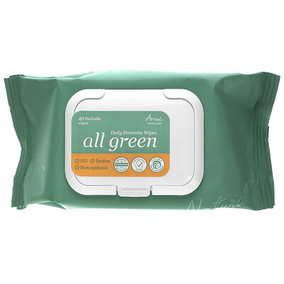 Ariul All Green, Daily Feminine Wipes, 40 Flushable Wipes