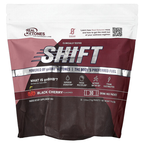 Real Ketones Shift, Black Cherry, 30 Drink Mix Packets, 0.26 oz (7.5 g) Each