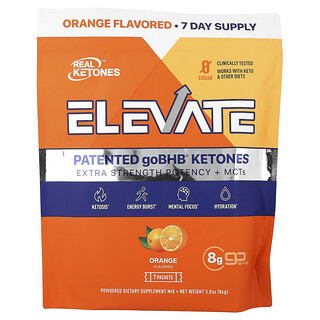 Real Ketones, Elevate, Naranja, 7 sobres, 12,3 g (0,43 oz) cada uno