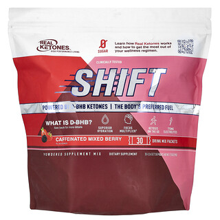 Real Ketones, Shift, Bayas mixtas con cafeína, 30 sobres, 7,3 g (0,26 oz) cada uno