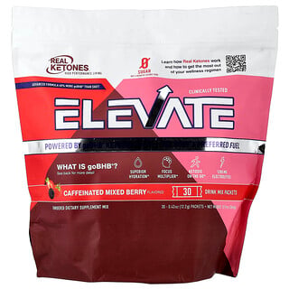 Real Ketones, Elevate, Caffeinated Mixed Berry, 30 Drink Mix Packets,  0.43 oz (12.2 g) Each