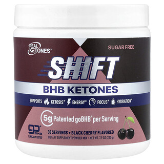 Real Ketones, Shift, Mezcla de cetonas BHB en polvo, Cereza negra, 223 g (7,9 oz)