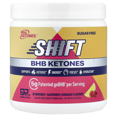 Real Ketones, Shift, Mezcla de cetonas BHB en polvo, Limonada de frambuesa, 237 g (8,3 oz)