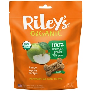 Купить Riley’s Organics, Dog Treats, Large Bone, Tasty Apple Recipe, 5 oz (142 g)  на IHerb