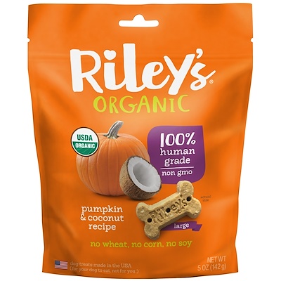 Riley’s Organics Угощение для собак, Большая кость, Тыква и кокос, 5 унций (142 г)