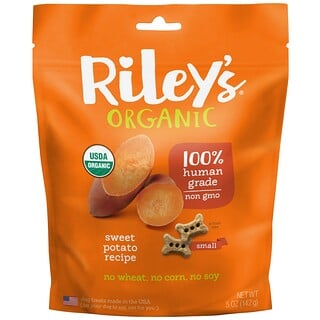 Riley’s Organics, Petiscos para Cães, Ossinhos, Receita de Batata Doce, 5 oz (142 g)