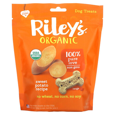 Riley’s Organics Лакомства для собак большая косточка рецепт с бататом 142 г (5 унций)