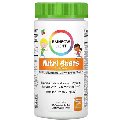 

Rainbow Light Nutri Stars, Multivitamin, Pineapple Orange, 60 Chewable Tablets