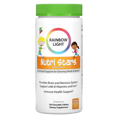 

Rainbow Light Nutri Stars, мультивитамины, со вкусом ананаса и апельсина, 120 жевательных таблеток