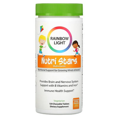 

Rainbow Light Nutri Stars мультивитамины со вкусом ананаса и апельсина 120 жевательных таблеток