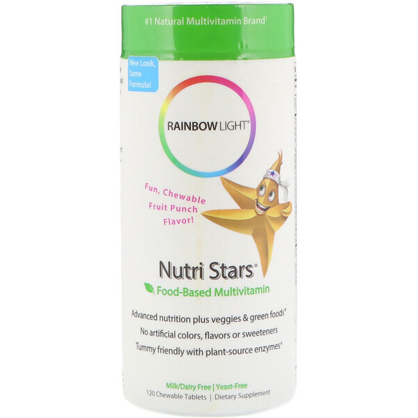 Rainbow Light, Nutri Stars, ΠΆΠ΅Π²Π°ΡΠ΅Π»ΡΠ½ΡΠ΅ ΠΌΡΠ»ΡΡΠΈΠ²ΠΈΡΠ°ΠΌΠΈΠ½Ρ, ΡΡΡΠΊΡΠΎΠ²ΡΠΉ Π²ΠΊΡΡ, 120 ΠΆΠ΅Π²Π°ΡΠ΅Π»ΡΠ½ΡΡ
ΡΠ°Π±Π»Π΅ΡΠΎΠΊ