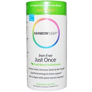 Купить Rainbow Light, Just Once, пищевые мультивитамины, не содержащие железа, 120 таблеток  на IHerb