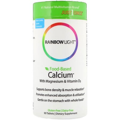 Rainbow Light Пищевой кальций с магнием и витамином D3, 90 таблеток