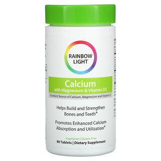 Rainbow Light, Food-Based Calcium with Magnesium & Vitamin D3, 90 Tablets
