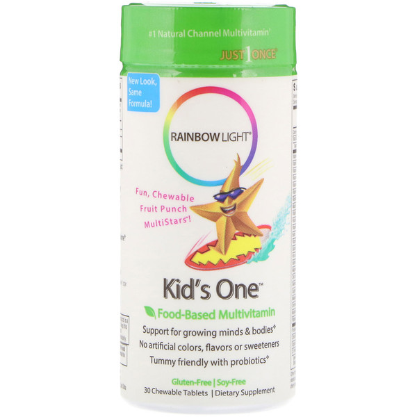 Rainbow Light, Kid's One, MultiStars, ΠΠΈΡΠ΅Π²ΡΠ΅ ΠΌΡΠ»ΡΡΠΈΠ²ΠΈΡΠ°ΠΌΠΈΠ½Ρ, ΡΡΡΠΊΡΠΎΠ²ΡΠΉ ΠΏΡΠ½Ρ, 30 ΡΠ°Π±Π»Π΅ΡΠΎΠΊ