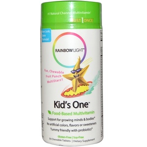 Rainbow Light, Kid's One, MultiStars, Пищевые мультивитамины, фруктовый пунш, 30 таблеток