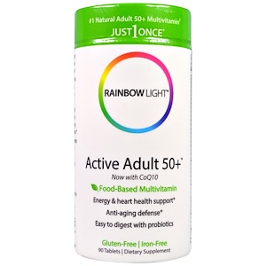 Rainbow Light, Just Once, Активные взрослые от 50 лет, мультвитамин на осное пищи, 90 таблеток 