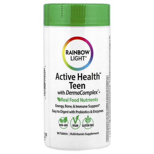 Rainbow Light, Active Health™ Teen With DermaComplex™+, 90 Tabletten