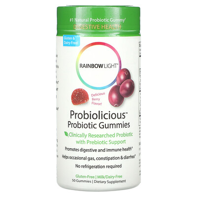 

Rainbow Light, Probiolicious Probiotic Gummies, Delicious Berry, 50 Gummies