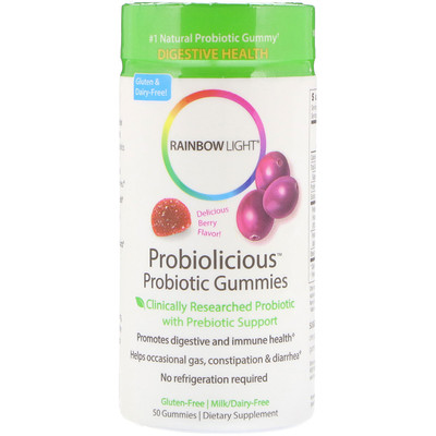 Rainbow Light Probiolicious пробиотические жевательные конфеты с ягодным вкусом, 50 мармеладок