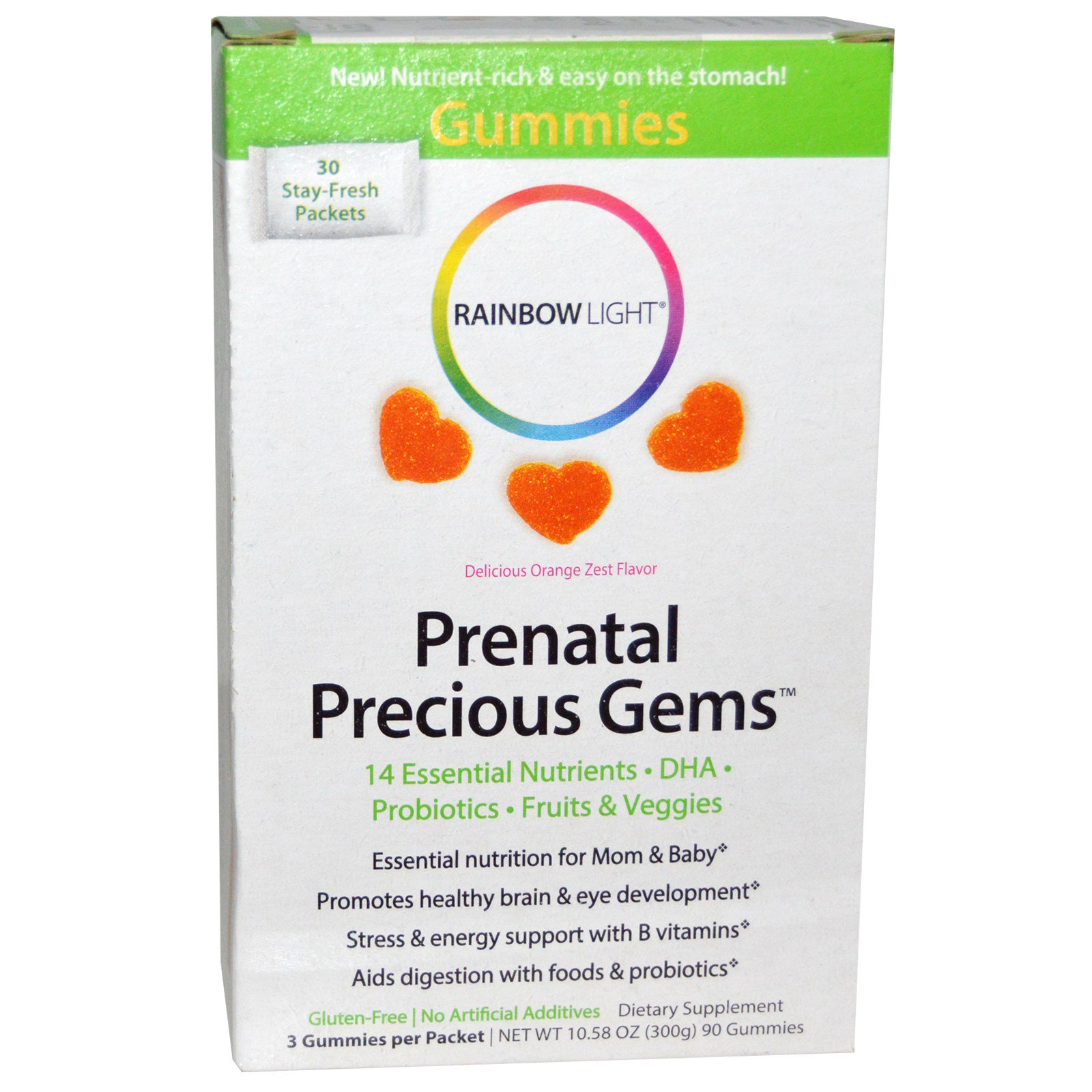 Rainbow Light Prenatal Precious Gems Delicious Orange Zest Flavor 30 Packets 3 Gummies Per Packet Iherb