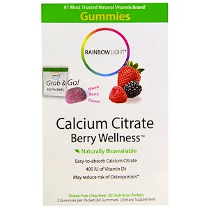 Отзывы о Раинбов Лигхт, Calcium Citrate, Berry Wellness, Gummies, 30 Packets, 2 Gummies Each