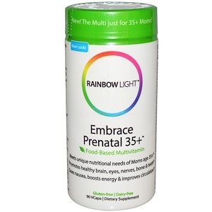 Rainbow Light, Embrace Prenatal 35+, мультивитамины на основе продуктов питания, 30 растительных капсул