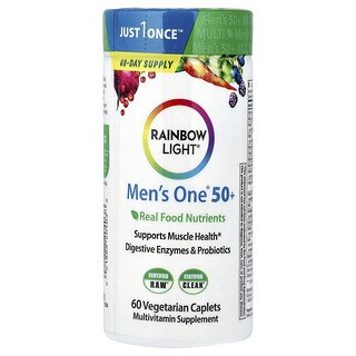 Rainbow Light, Lelaki Satu 50+ Multivitamin Harian, Potensi Tinggi, 60 Tablet Vegetarian