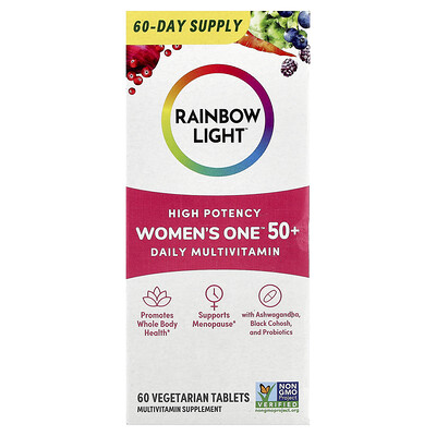 Product Image for Rainbow Light, Women's One 50+, Daily Multivitamin, High Potency, 60 Vegetarian Tablets