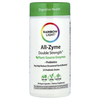 Product Image for Rainbow Light, All-Zyme , Plant Source Enzymes +Probiotics, 90 Vegan Capsules