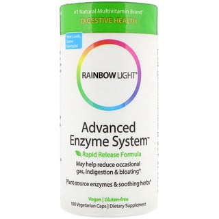 Rainbow Light, Advanced Enzyme System, формула быстрого высвобождения, 180 вегетарианских капсул