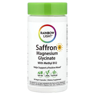 Rainbow Light, Saffron + Magnesium Glycinate With Methyl B12, 90 Vegan Capsules