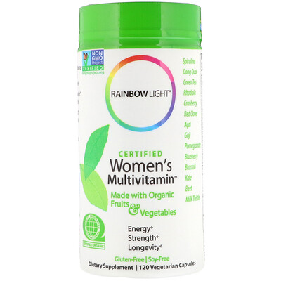 Rainbow Light Сертифицированный Women's Multivitamin, 120 вегетарианских капсул