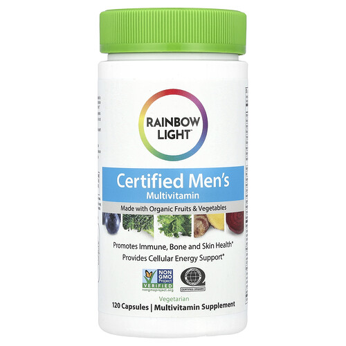 Rainbow Light, Certified Men‘s Multivitamin, zertifiziertes Multivitamin für Männer, 120 Kapseln