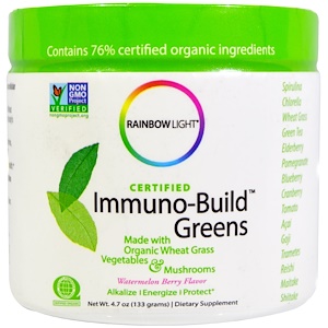 Отзывы о Раинбов Лигхт, Certified Immuno-Build Greens, Watermelon Berry Flavor, 4.7 oz (133 g)