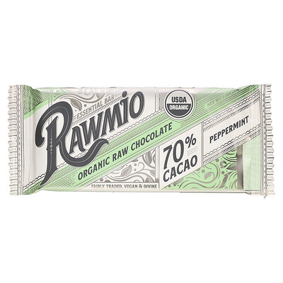 Rawmio  Essential Bar  Organic Raw Chocolate  70% Cacao  Peppermint  1.1 oz (30 g)