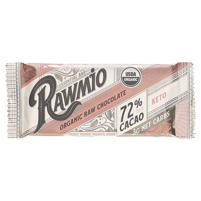 Rawmio  Essential Bar  Organic Raw Chocolate  72% Cacao  Keto  1.1 oz (30 g)