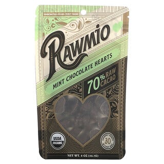 Rawmio, Mätovo-čokoládové srdiečka, 70 % surového kakaa, 56,7 g