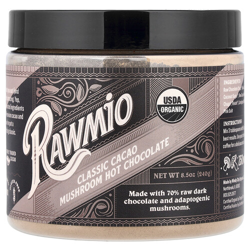 Rawmio Mushroom Hot Chocolate, Classic Cacao , 8.5 oz (240 g)