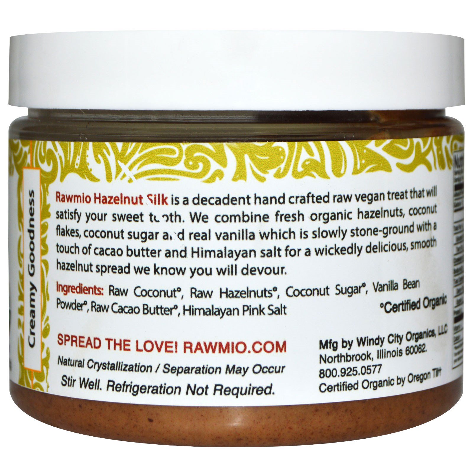 Rawmio, Hazelnut Silk, White Chocolate Hazelnut Spread, 6 oz (170 g