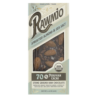 Rawmio, Kamenná mletá surová čokoláda, naklíčené mandle a morská soľ, 60 g