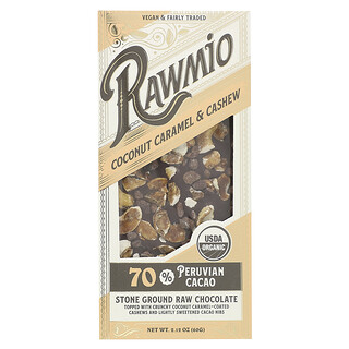 Rawmio, Chocolate crudo molido a la piedra, caramelo de coco y castañas de cajú`` 60 g (2,12 oz)