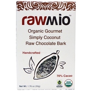 Rawmio, Органическое лакомство Просто кокос Оболочка из необжаренного шоколада, 1.76 унции (50 г)