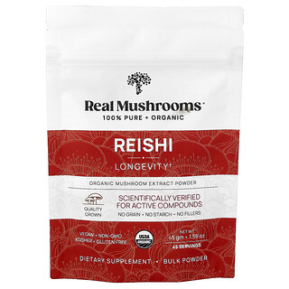 Real Mushrooms, 灵芝，有机蘑菇浸膏粉，1.59 盎司（45 克）